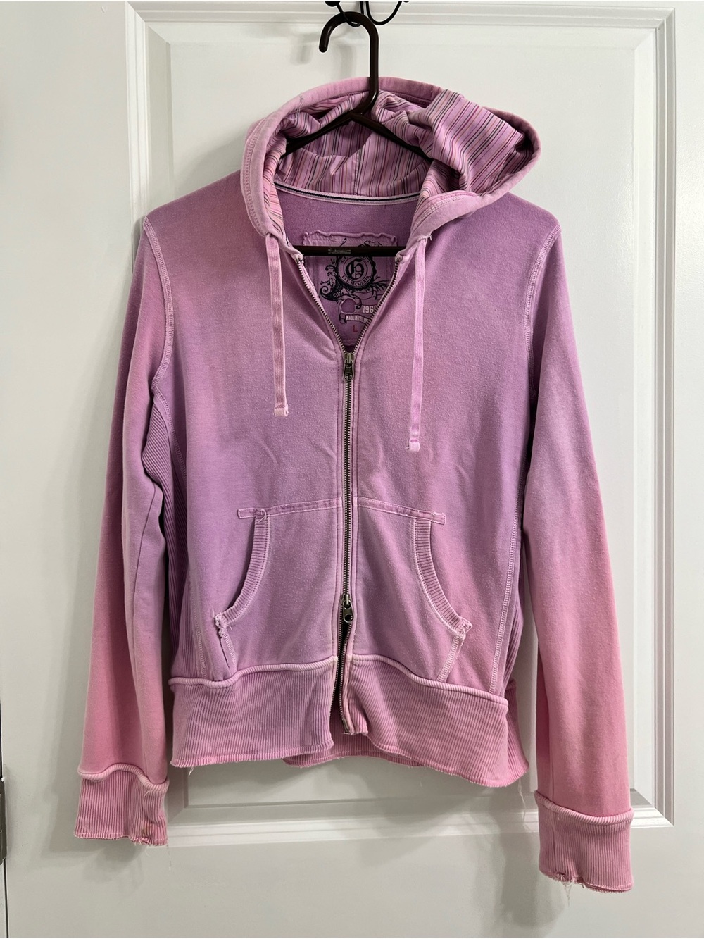 Vintage Y2K Gap Women’s Purple Gradient Full Double Zip Hoodie w/ Pockets Size L